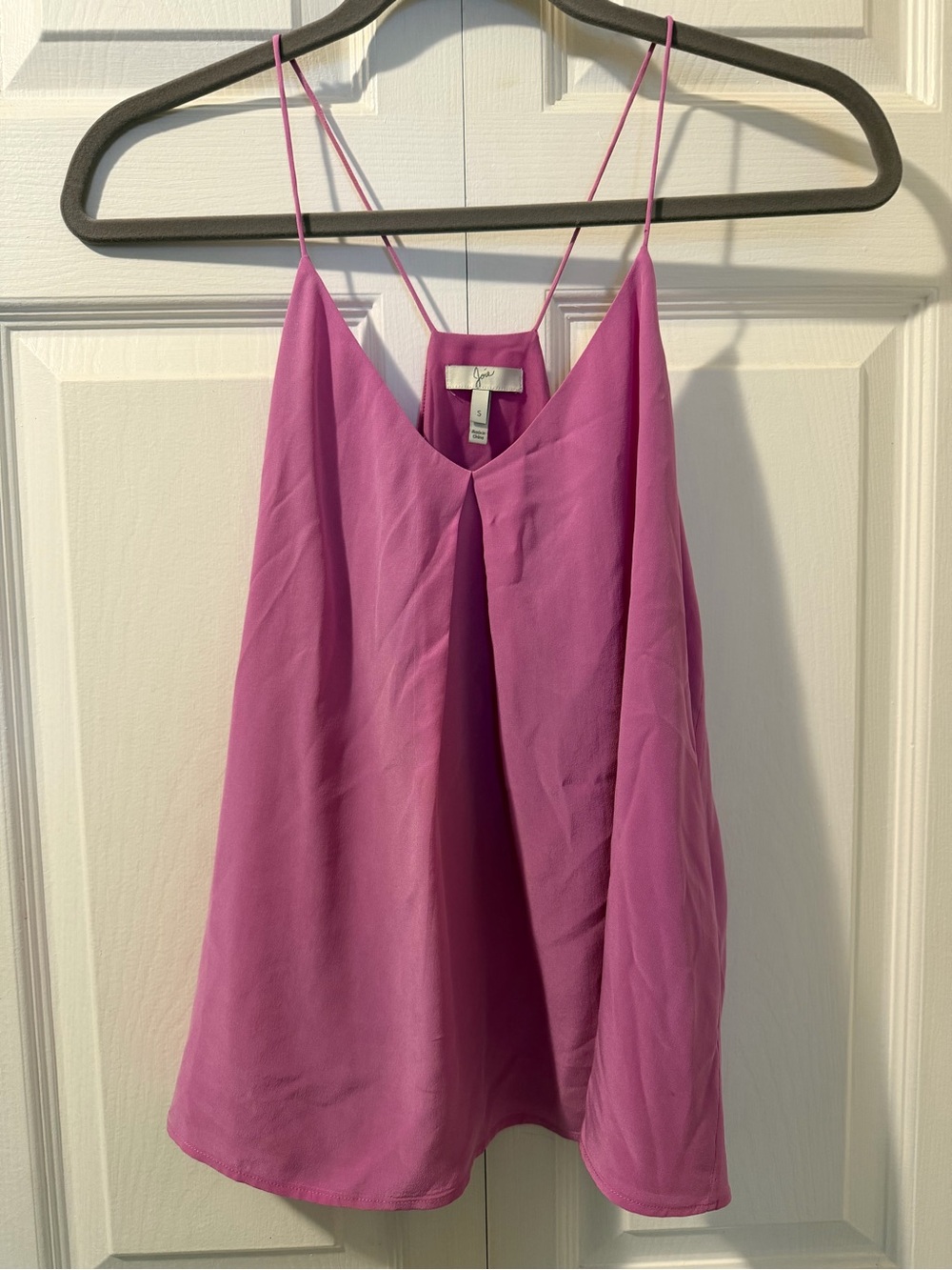 Silk Magenta V-Neck Spaghetti Strap Cami Size S